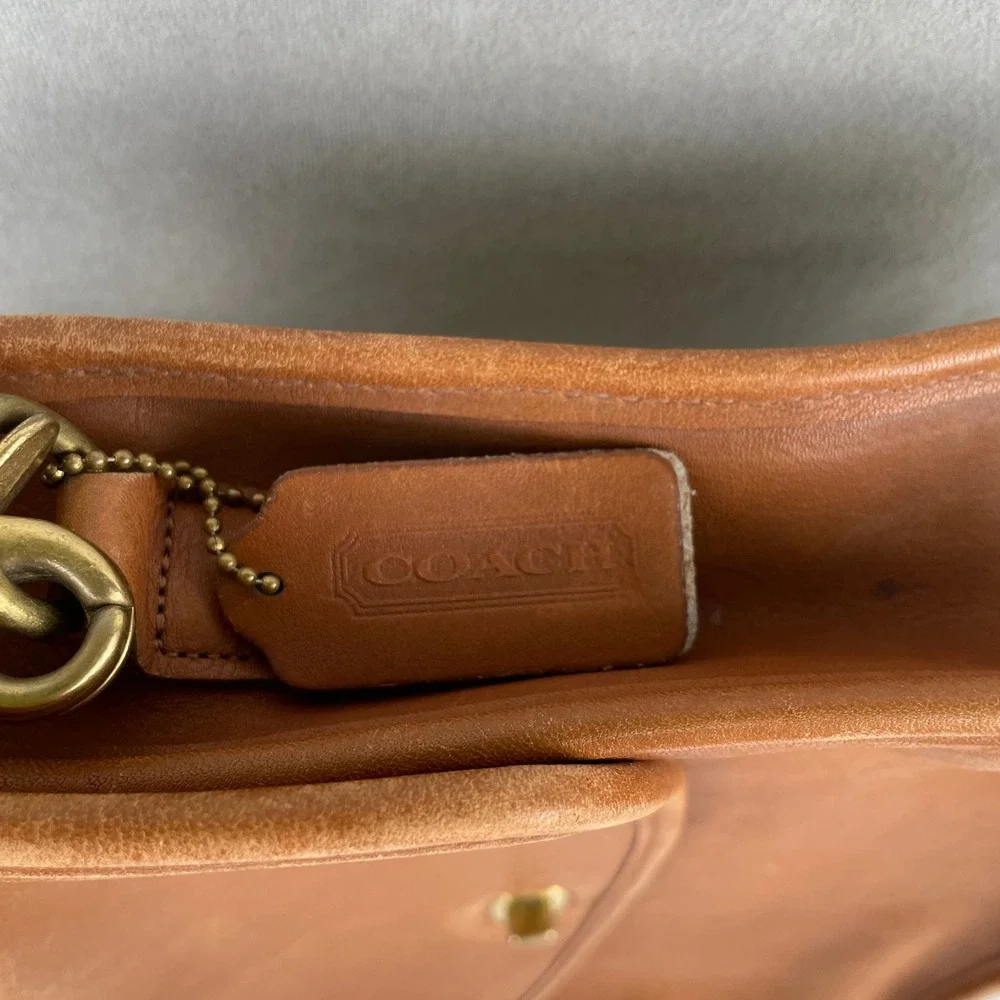 Vintage 90s Coach Lexington Briefcase British Tan Leather USA Messenger Bag 5265